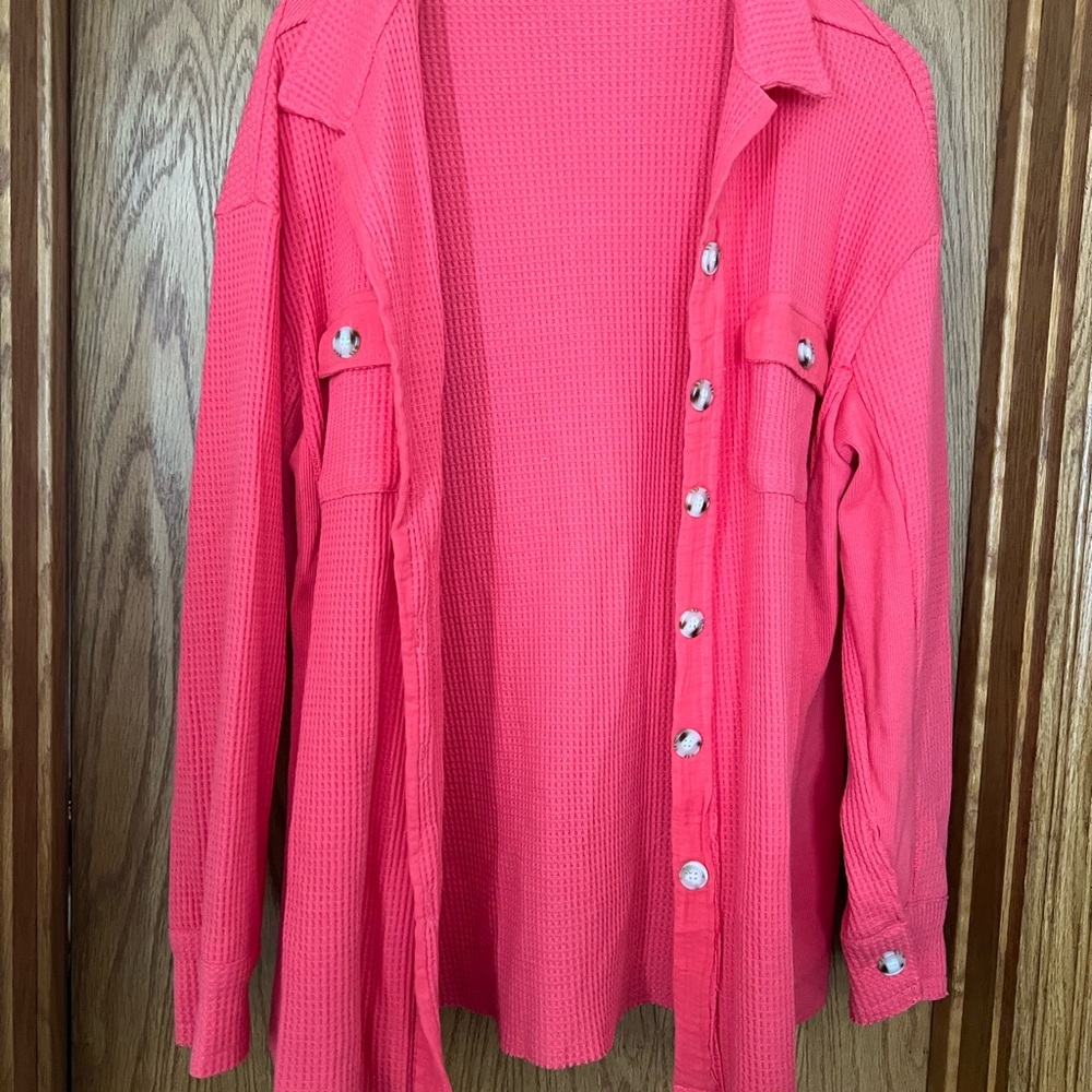 Women’s Coral Pink Button-Up Shirt